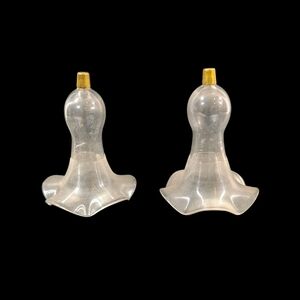 Vintage Clear Glass Ruffled Taper Candle Ruffled Sconces Set Of 2